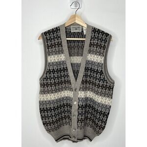 Vintage Idea Uoma Cardigan Sweater Vest Mens Medium Wool Knit Made In Italy EUC